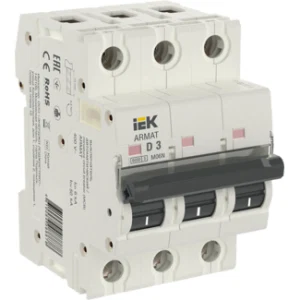 IEK ARMAT Автоматический выключатель M06N 3P D 3А - AR-M06N-3-D003 IEK ARMAT Автоматический выключатель M06N 3P D 3А - AR-M06N-3-D003