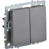 IEK BRITE Выключатель 2-клавишный 10А ВС10-2-0-БрС сталь
