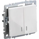 IEK BRITE Выключатель 2-клавишный с индикацией 10А ВС10-2-1-БрБ белый
