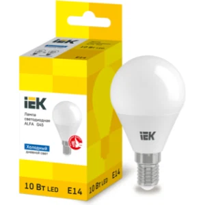 IEK Лампа светодиодная ALFA G45 шар 10Вт 230В 6500К E14 - LLA-G45-10-230-65-E14 IEK Лампа светодиодная ALFA G45 шар 10Вт 230В 6500К E14 - LLA-G45-10-230-65-E14