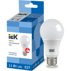 IEK Лампа светодиодная A60 шар 11Вт 230В 6500К E27 - LLE-A60-11-230-65-E27 IEK Лампа светодиодная A60 шар 11Вт 230В 6500К E27 - LLE-A60-11-230-65-E27