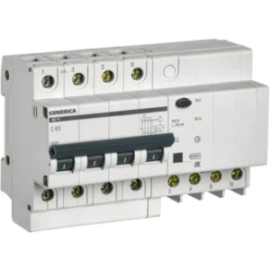 IEK Дифференциальный автоматический выключатель АД14 4Р 63А 300мА GENERICA - MAD15-4-063-C-300 IEK Дифференциальный автоматический выключатель АД14 4Р 63А 300мА GENERICA - MAD15-4-063-C-300