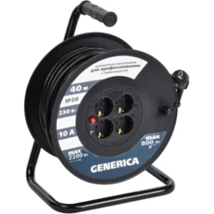 IEK Катушка УК40 с термозащитой 4 места 2P+PE/40м 3х1,0мм2 GENERICA - WKP10-10-04-40-G IEK Катушка УК40 с термозащитой 4 места 2P+PE/40м 3х1,0мм2 GENERICA - WKP10-10-04-40-G